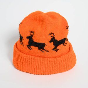 Orange Knit Cap Hunting Deer Winter Beanie - Orange